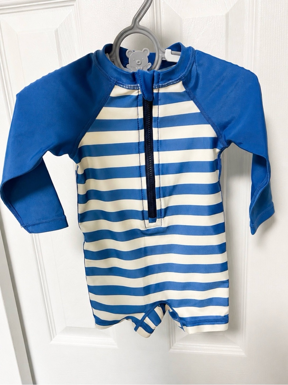 Tea Collection Rash Guard One Piece Swimsuit Baby Boy 3-6M Blue White UPF